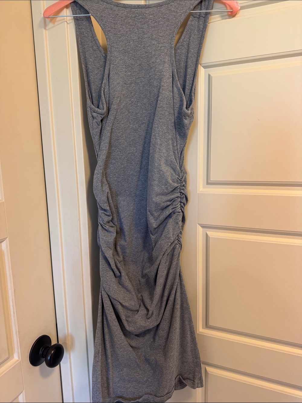 Heather Gray Sleeveless Ruched Midi Dress - Picture 3 of 3